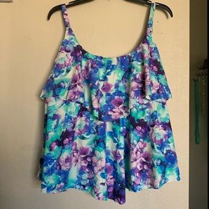 Fun Floral Tankini Swim Top with Flattering Layers